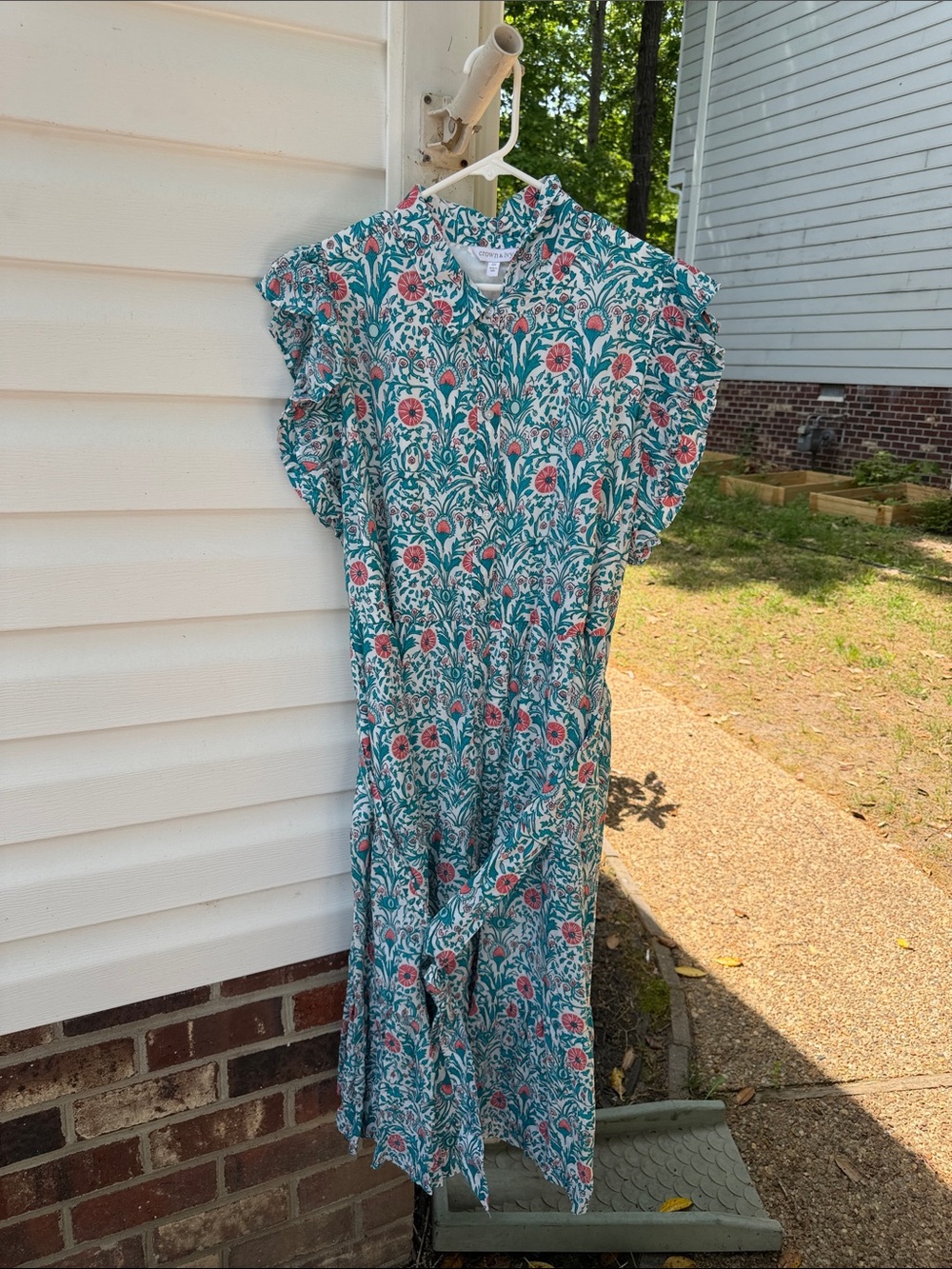 crown & ivy Teal and Pink Floral Maxi Dress